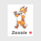 Sticker Fox as Singer with Microphone (Feuille)