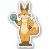 Sticker Fox comme joueur de volleyball avec volleyball (Devant)