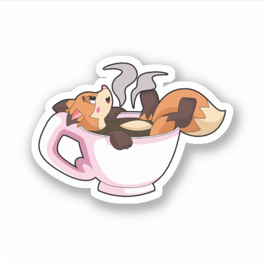 Sticker Fox with Coffee (Devant)