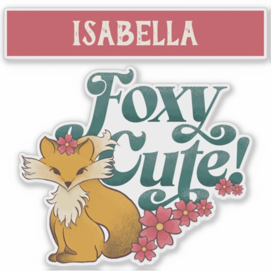 Sticker Foxy Cute avec Fleurs (Devant)