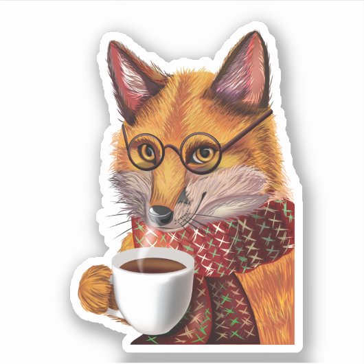 Sticker Foxy Tea Time (Devant)