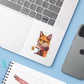 Sticker Foxy Tea Time (Ordinateur portable avec iPhone)