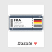 Sticker FRA Frankfurt Boarding Pass - Allemagne Ticket (Feuille)