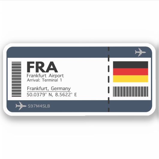 Sticker FRA Frankfurt Boarding Pass - Allemagne Ticket (Devant)