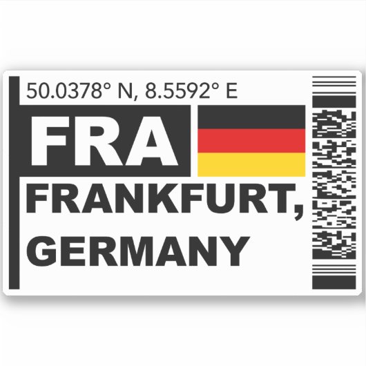 Sticker FRA Frankfurt Boarding Pass - Germany Travel (Devant)