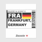 Sticker FRA Frankfurt Boarding Pass - Germany Travel (Feuille)