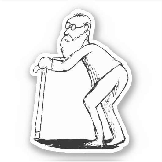 Sticker Fragile Vieux avec croquis de canne (Devant)