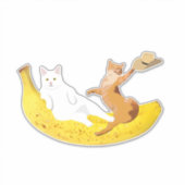 Sticker Fraisage de chat sur banane tenant casquette (Devant)