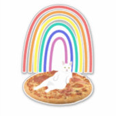 Sticker Fraisage de chat sur pizza arc-en-ciel (Devant)