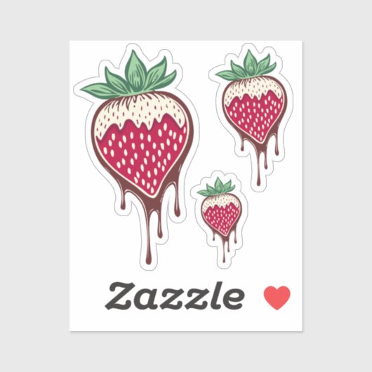 Sticker fraise couverte au chocolat (Feuille)