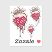 Sticker fraise couverte au chocolat (Feuille)