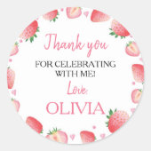 Sticker fraise Étiquette Anniversaire Baby shower (Devant)