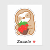 Sticker Fraise mignonne au chocolat (Feuille)