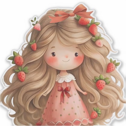 Sticker Fraise mûre fille (Devant)