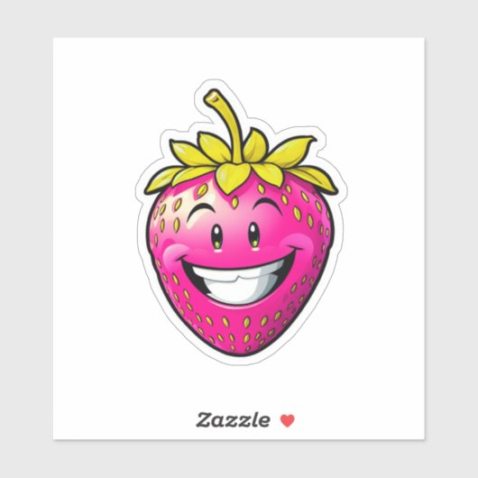 Sticker Fraise rose (Feuille)