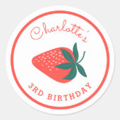 Sticker Fraise Rouge Round Faveur (Devant)