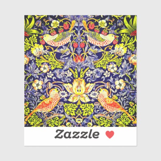 Sticker Fraise Thief Oiseaux William Morris (Feuille)