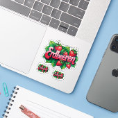 Sticker fraises (Ordinateur portable avec iPhone)