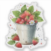 Sticker Fraises dans un seau (Devant)