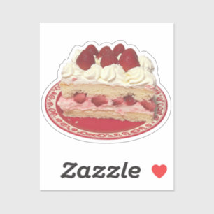 Sticker Framboise à gâteau court aux fraises à la crème éc