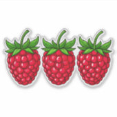 Sticker Framboises Mûres Fraîches avec Feuilles Vertes (Devant)