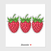 Sticker Framboises Mûres Fraîches avec Feuilles Vertes (Feuille)