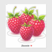 Sticker Framboises mûres fraîches avec Feuilles verts (Feuille)