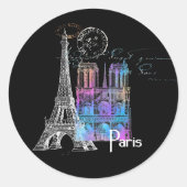 Sticker français Arc-en-ciel Paris Eiffel Notre Da (Devant)