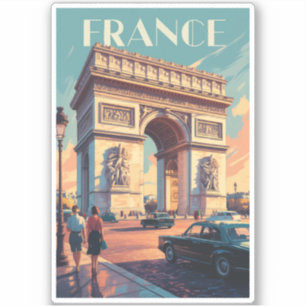 Sticker France Arc de Triomphe Travel Art Vintage