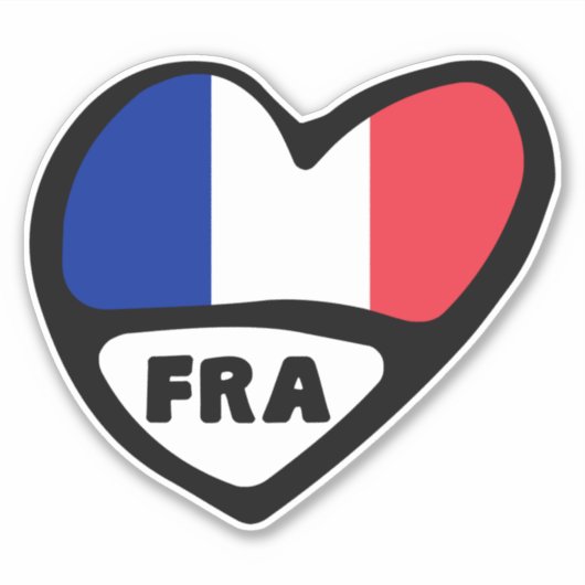 Sticker France Code Pays Coeur Drapeau, FRA (Devant)