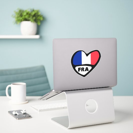 Sticker France Code Pays Coeur Drapeau, FRA (Ordinateur portable sur le bureau)