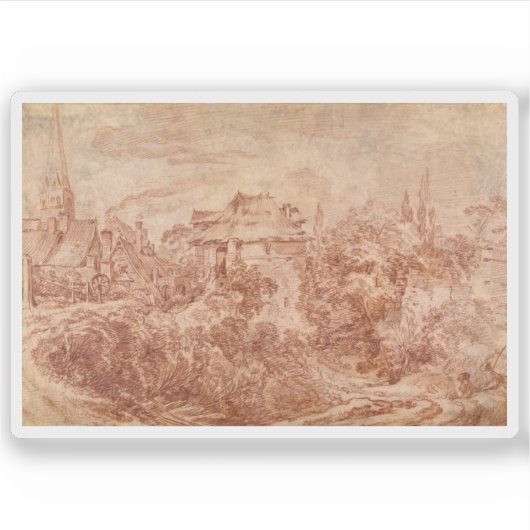 Sticker François Boucher - Paysage avec figures (Devant)