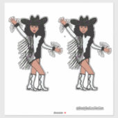 Sticker Frange blanche noire de la danseuse occidentale #2 (Feuille)