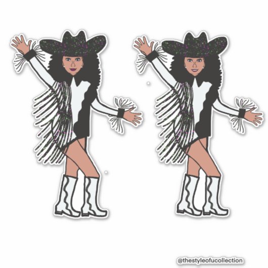 Sticker Frange blanche noire de la danseuse occidentale #2 (Devant)