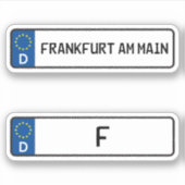 Sticker Frankfurt Am Main kennzeichen, Licence de voiture  (Devant)