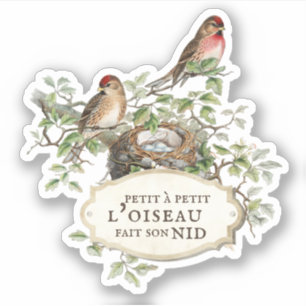 Sticker Franse Proverb Bird Nest Aesthetic Journal