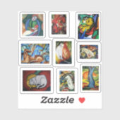 Sticker Franz Marc Chats et Chiens, Peintures d'art (Feuille)