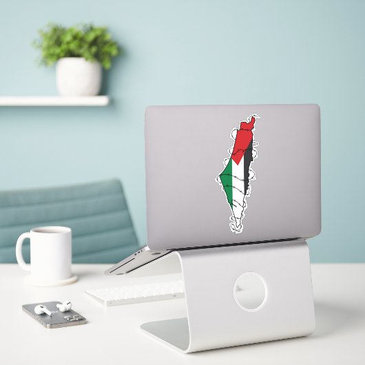Sticker Free Palestine Barbared Wire Map Liberté palestini (Ordinateur portable sur le bureau)