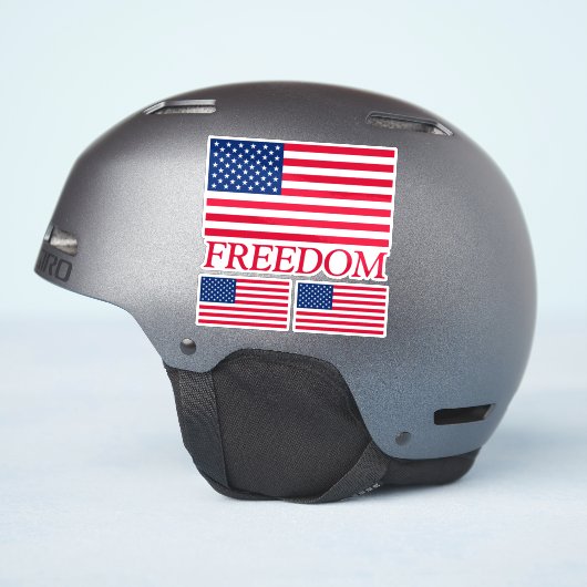Sticker Freedom American Flag Decal Set de 3 (Côté casque)
