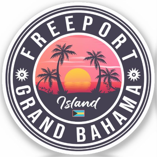 Sticker Freeport Bahamas Retro Sunset Souvenirs 60s (Recto)