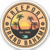 Sticker Freeport Bahamas Retro Sunset Souvenirs 60s (Recto)