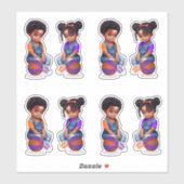 Sticker Freethrows Bows Purple Orange Basketball Garçon Fi (Feuille)
