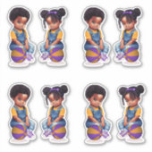 Sticker Freethrows ou Bows Purple Gold Basketball fille ga (Devant)