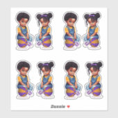 Sticker Freethrows ou Bows Purple Gold Basketball fille ga (Feuille)