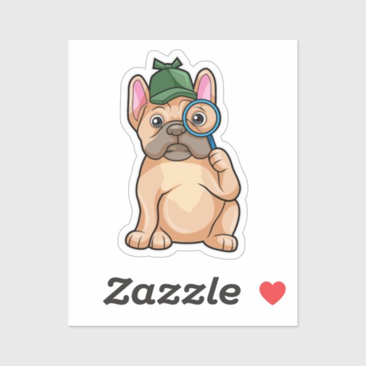 Sticker French bulldog as Detective with Magnifying glass (Feuille)