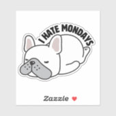 Sticker French Bulldog Je déteste les lundis étanche (Feuille)