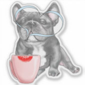 Sticker French Bulldog Love Café 4x4 pouces (Devant)