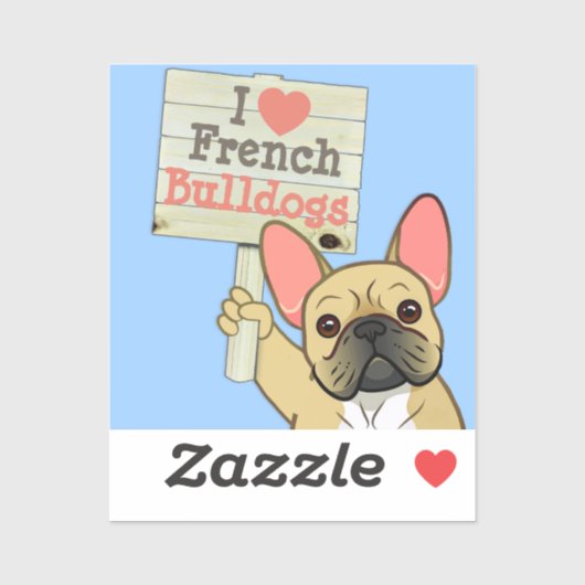Sticker French Bulldog with Customizable Sign (Feuille)