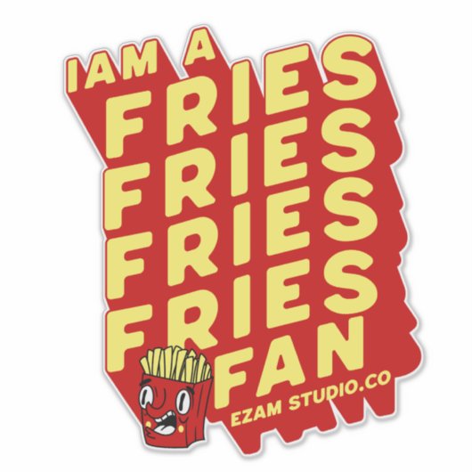 Sticker "French Fries Fan - Fun and Playing Design" (Devant)