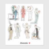 Sticker French Lady Vintage Fashion Scrapbook Junk Journal (Feuille)